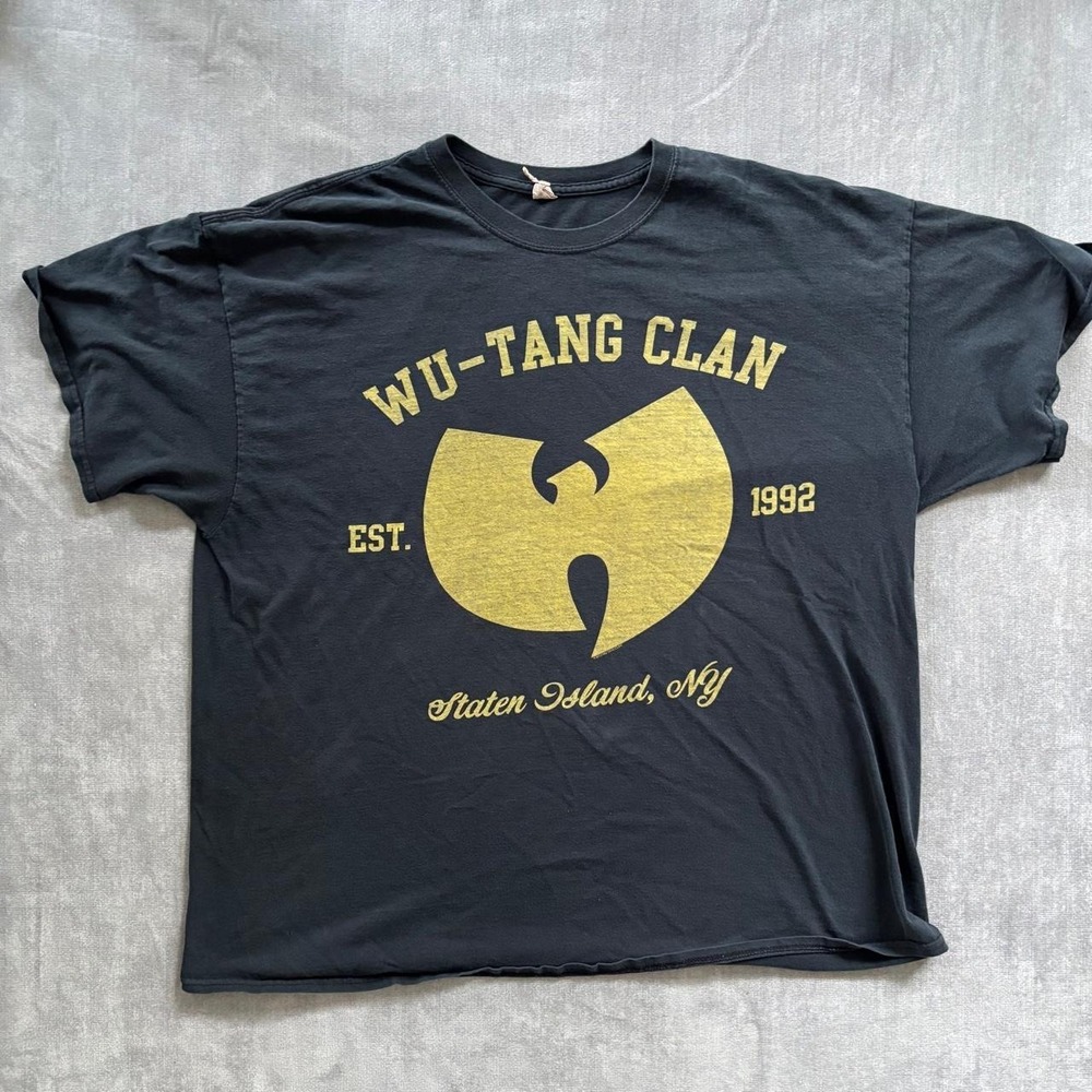Vintage Wu-Tang Clan Black Graphic T-Shirt Mens 2XL Staten Island NY Logo Tee